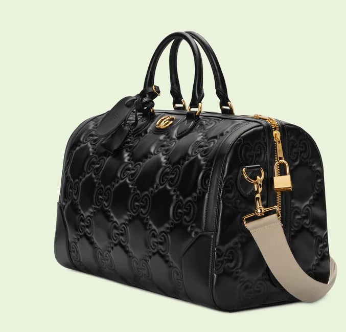 GUCCI GG MATELASSE LEATHER MEDIUM DUFFLE-BLACK