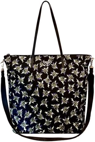 Prada Womens Black Nylon Frankenstein Print Shopping Tote 1BG189