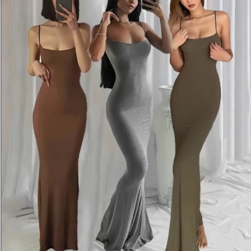 Summer Beach Dresses Lady Women Elegant Long Party Slip Ribbed Wrap Bodycon Casual Maxi Knitted Dress