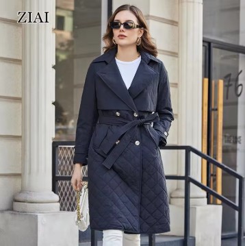 Fashion puffer coat Wholesale Top Quality Quilted Trench Coat Long Sleeve Women Padded coat