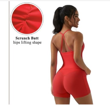 OMKAGI 2 Piece Workout Sets for Women Padded Sports Bra Tank Booty Gym Shorts with Pockets