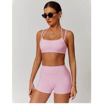 Two Piece Workout Sets For Women Sports Bra Matching High Waist Scrunch Butt Shorts Gym Yoga Athletic Clothes