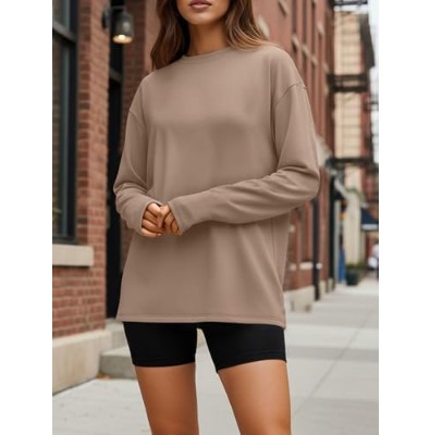 Trendy Queen Womens Oversized Long Sleeve T Shirts 2025 Basic Crewneck Tee Fall Tops Casual Workout Y2K Clothes