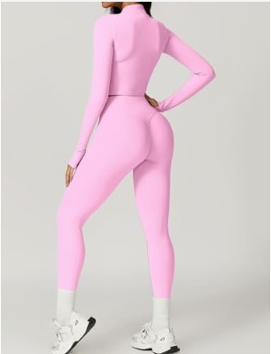 Workout Sets for Women 3 Piece Long Sleeve Zip Up Jacket, Crop Top, High Waisted Yoga Leggings Gym Athletic Sets