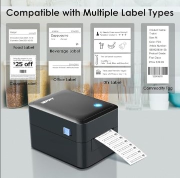iDPRT Label Maker, Thermal Barcode Printer with No Bound Consumables, Bluetooth & USB Connection, 140pcs/min Speed, Customizable App, Supports Various Sized 1"-3.15", Label Printer for Small Business