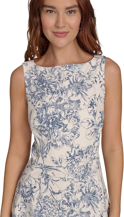 Tommy Hilfiger Women's Sleeveless Boat Neck Fit & Flare Midi Dress