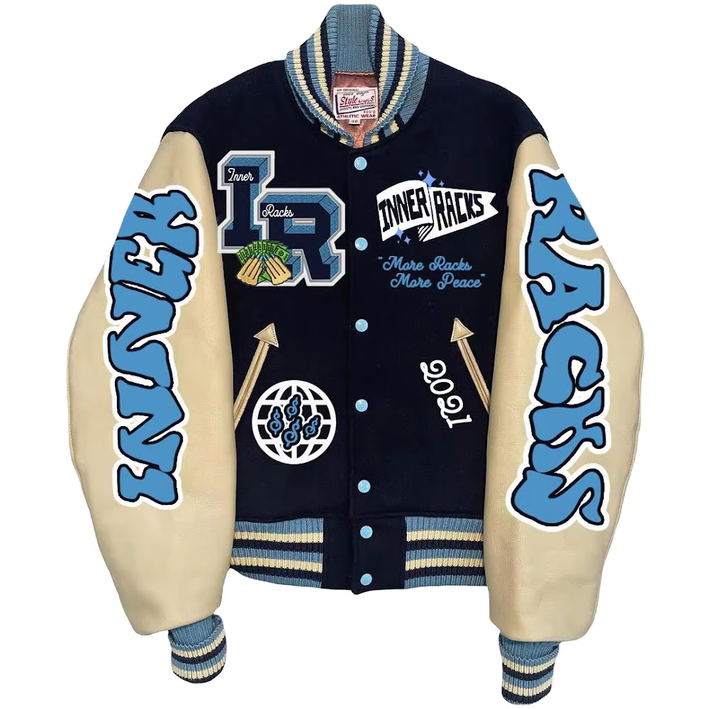 Wholesale Custom Embroidery Patch Men's Jackets Bomber Wool Baseball Letterman Versity Jackets With Leather Sleeve
