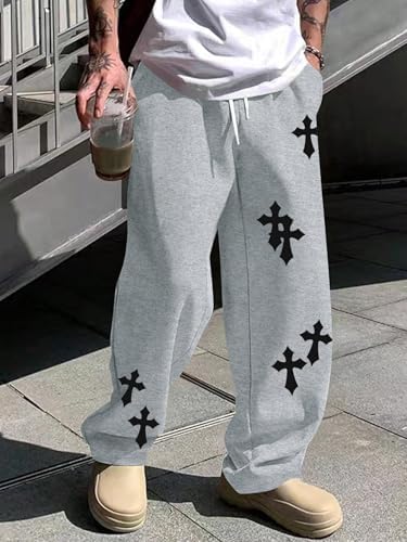 ZAFUL Mens Wide Leg Sweatpants Casual Straight Baggy Drawstring Open Bottom Loose Fit Workout Jogger Track Pants with Pockets