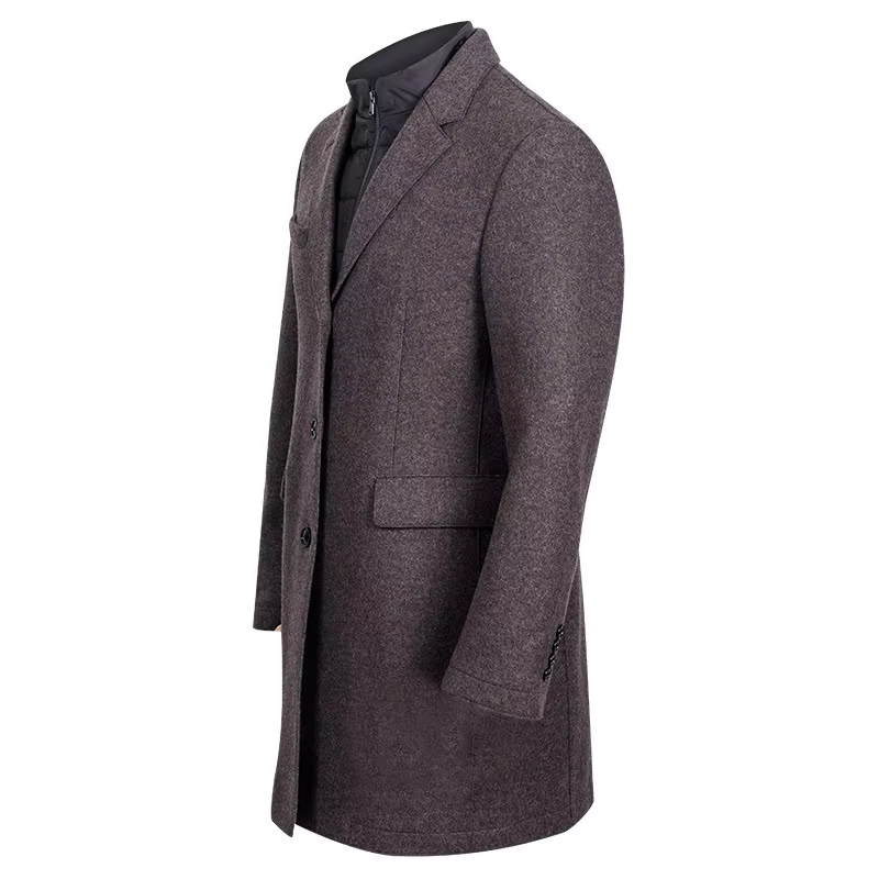 Fashion Classical Design Formal Business Suit Wool Blended Tailored Slim Fit Custom Logo Long Coat For Men