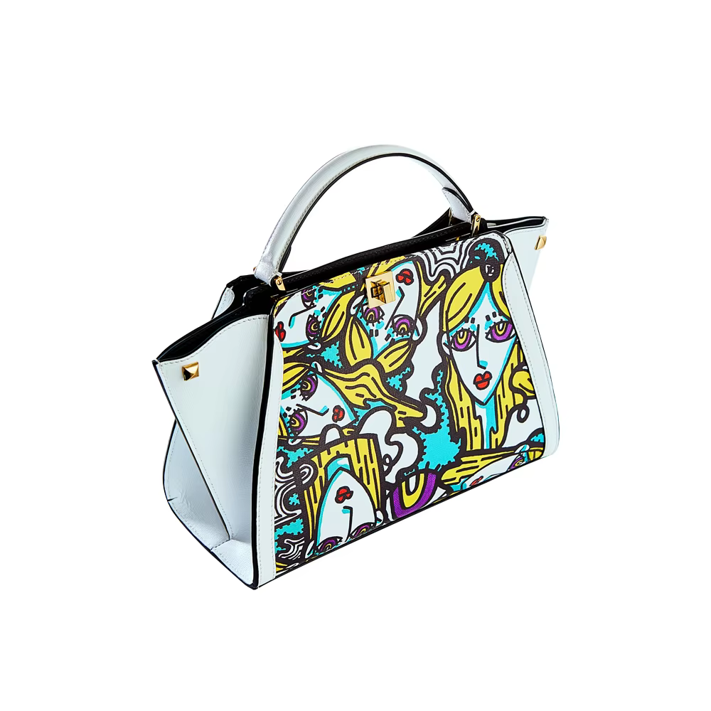 New luxury women's handbag brand in South Korea with high quality genuine Saffiano leather combined with artwork Tote_p1