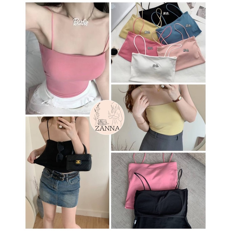 < ZANNA > 3004 Thin Strap Versatile Beautiful Back Small Sling Bra Vest One-Piece Shoulder