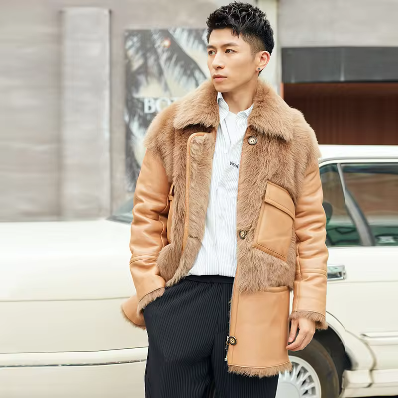 Windproof Breathable Wholesale Outdoor Men Leather Coat Casual Wear Long Coat For Sale