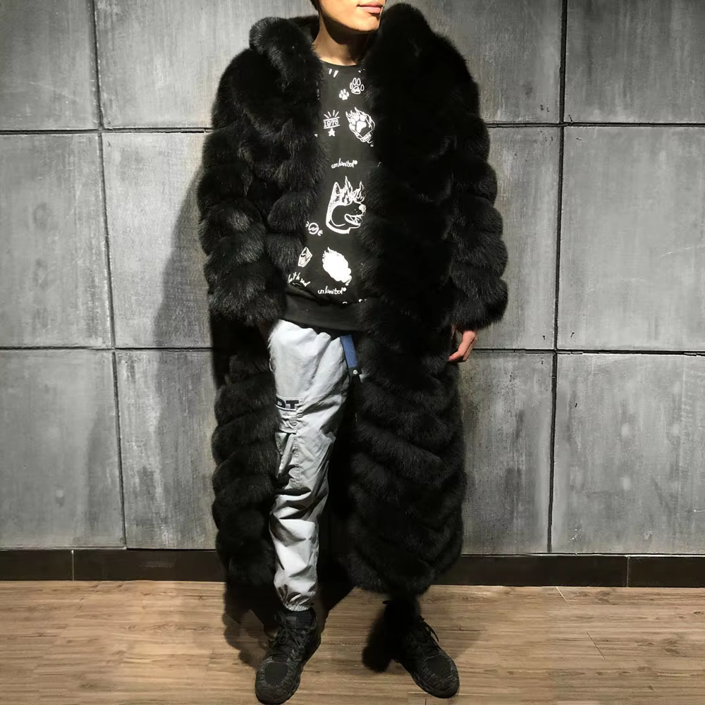 2021 Winter Autumn Warm Hooded Real Fox Men Long Coat Plus Size Men's Coats
