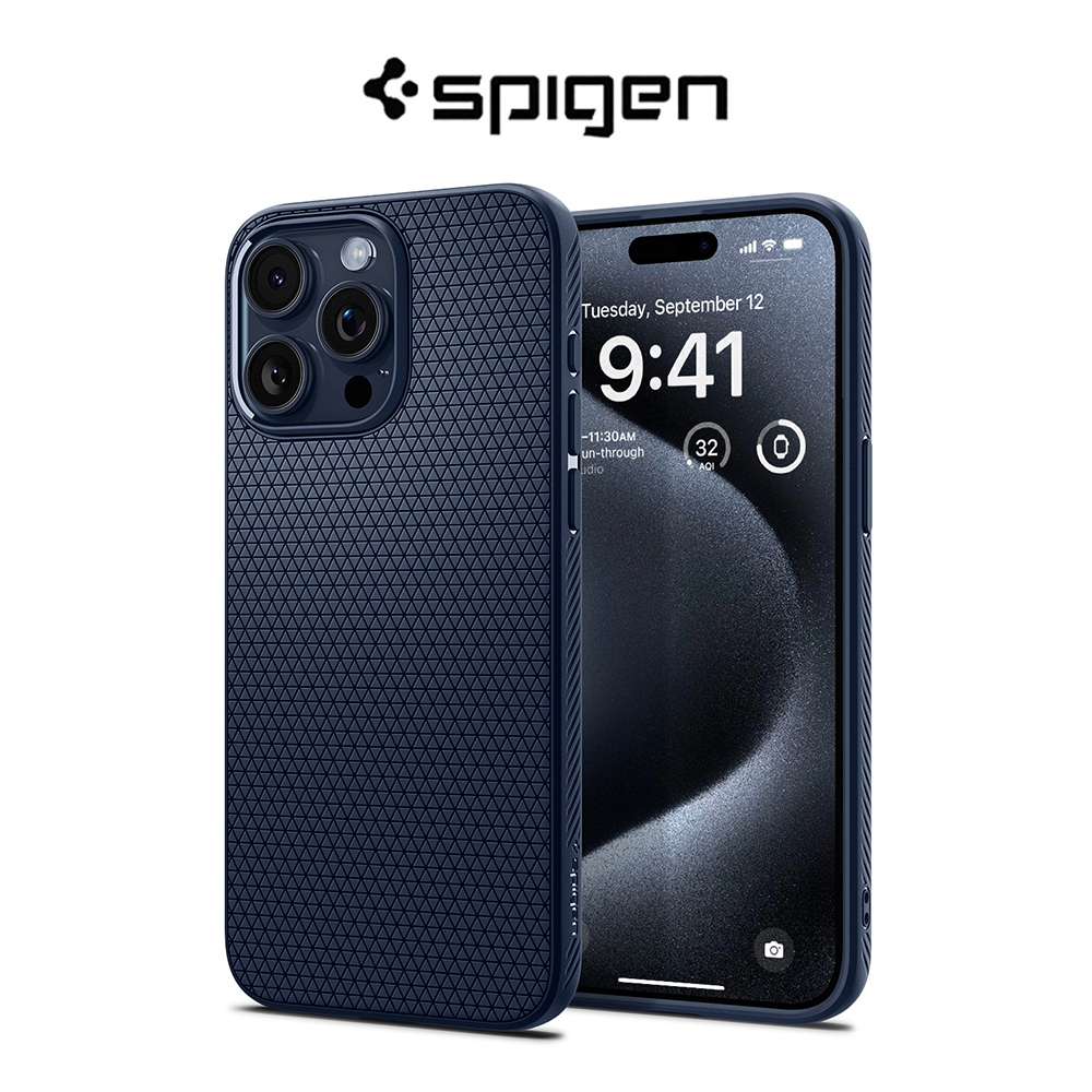 Spigen iPhone 15 Pro Case 6.1" Liquid Air Casing Military Grade Drop Protection Slim Flexible Durable iPhone Cover