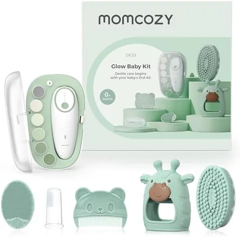 The Momcozy electric baby nail trimmer features a gentle 3500 RPM speed, which is
