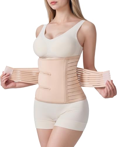 Postpartum Belly Band for Women: Adjustable Compression Wrap for Abdominal & Waist Support C-Section & Vaginal Birth Recovery Beige L