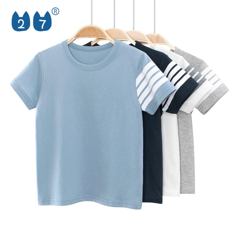 27kids 23 Korean Style Children's Clothing Summer T-Shirt Short-Sleeved Plain T Boys' Tops Girls' Middle
