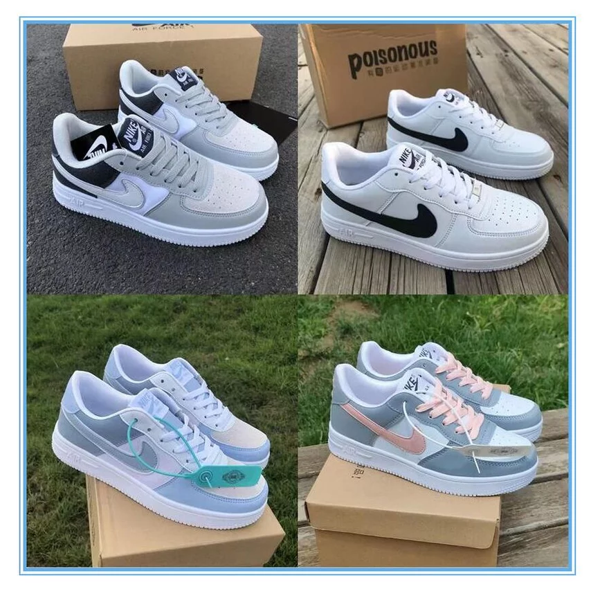 Hot selling！Ready stock gray colors kasut perempuan men women air force 1 sneaker casual board shoe af1 sport running shoes