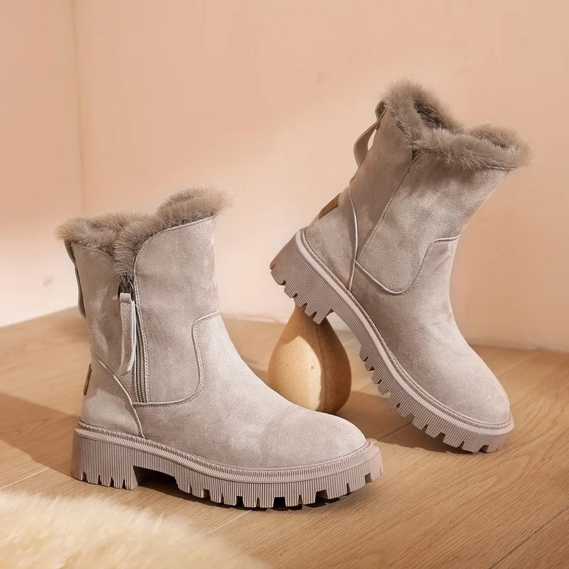 Thickening Snow Boots Women 2023 Winter Warm Fashion Designer Platform Boots Gladiator Non-slip Short Plush Flats Suede Shoes