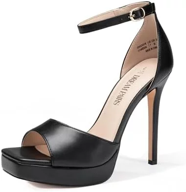 DREAM PAIRS Women's Stiletto High Heels Platform Ankle Strap Square Open Toe Dress Sexy Sandals