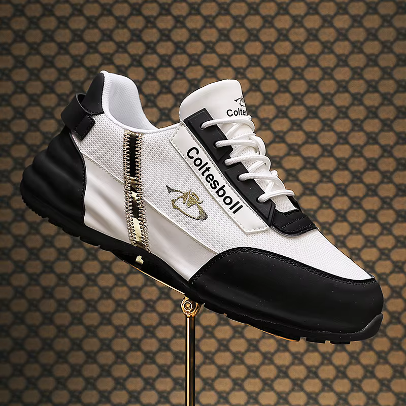 Thick sole leisure sports shoes men's 2023 spring new increase daddy shoes Korean version of the trend soft sole net running shoe