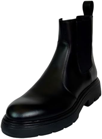 Ferragamo Doran Men's Pull-on Black Leather Ankle Formal Chelsea Boots Dress (Salvatore