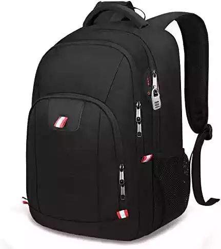 Travel Laptop Backpack, Black Backpack for Men and Women with USB Slit Business Computer Back Pack (Black, 15.6 Inch)