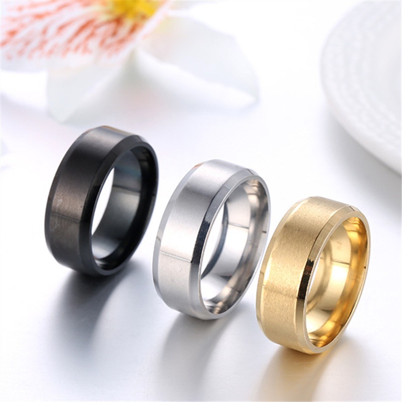[Ocechowany]Fashion Simple Titanium Cincin Rings / Men Smooth Fine Thin Finger Ring / Elegant Sliver Golden Party Rings / Popular Vintage Polishing Rings / Jewelry For Friends