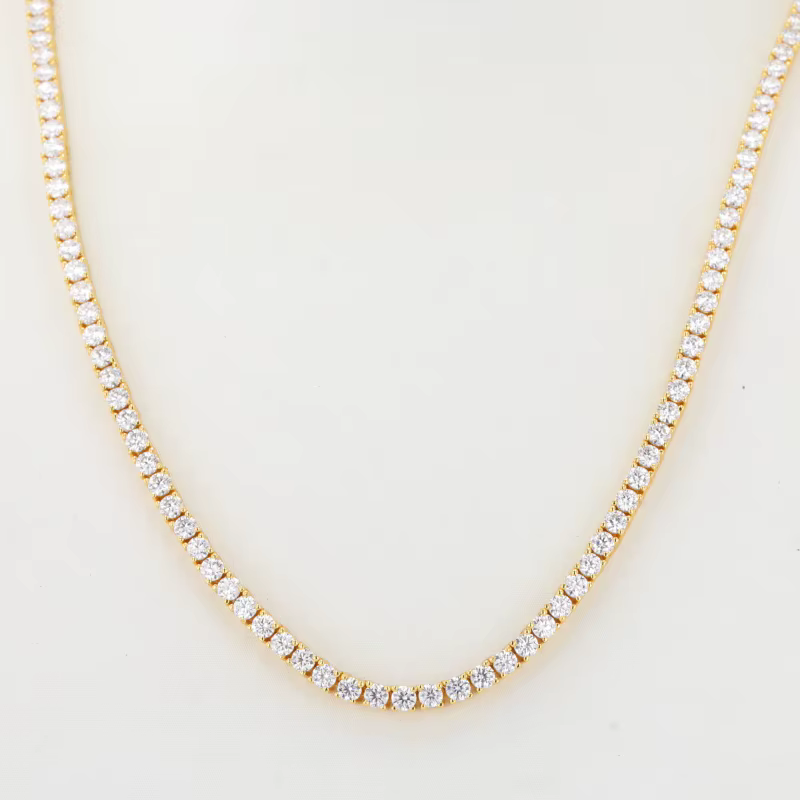 starsgem premium custom jewelry 9k solid gold 4mm round cut moissanite tennis chain necklace