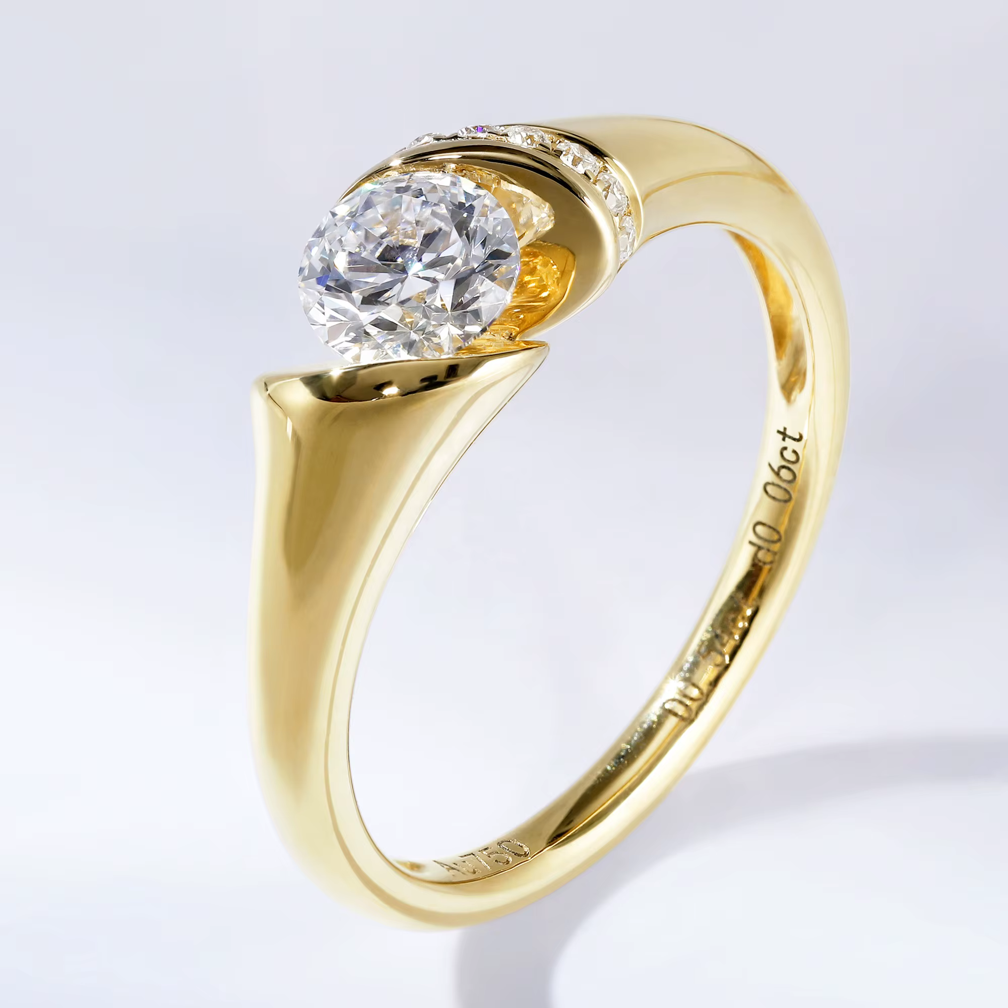 Luster jewelry 18k gold soild 0.54ct certificate good price d color vvs lab grown sparkling diamond engagement ring