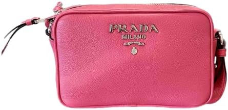 Prada Vitello Phenix Pink Leather Silver Logo Small Camera Crossbody Bag