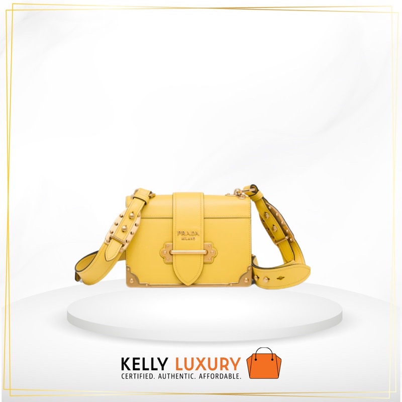[preorder ]Prada Cahier Leather Bag in Sunny Yellow [evoucher]