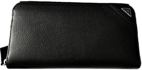 Prada Womens Vitello Micro Grain Long Black Zip Around Continental Wallet Triangle Logo 2ML317 (New)