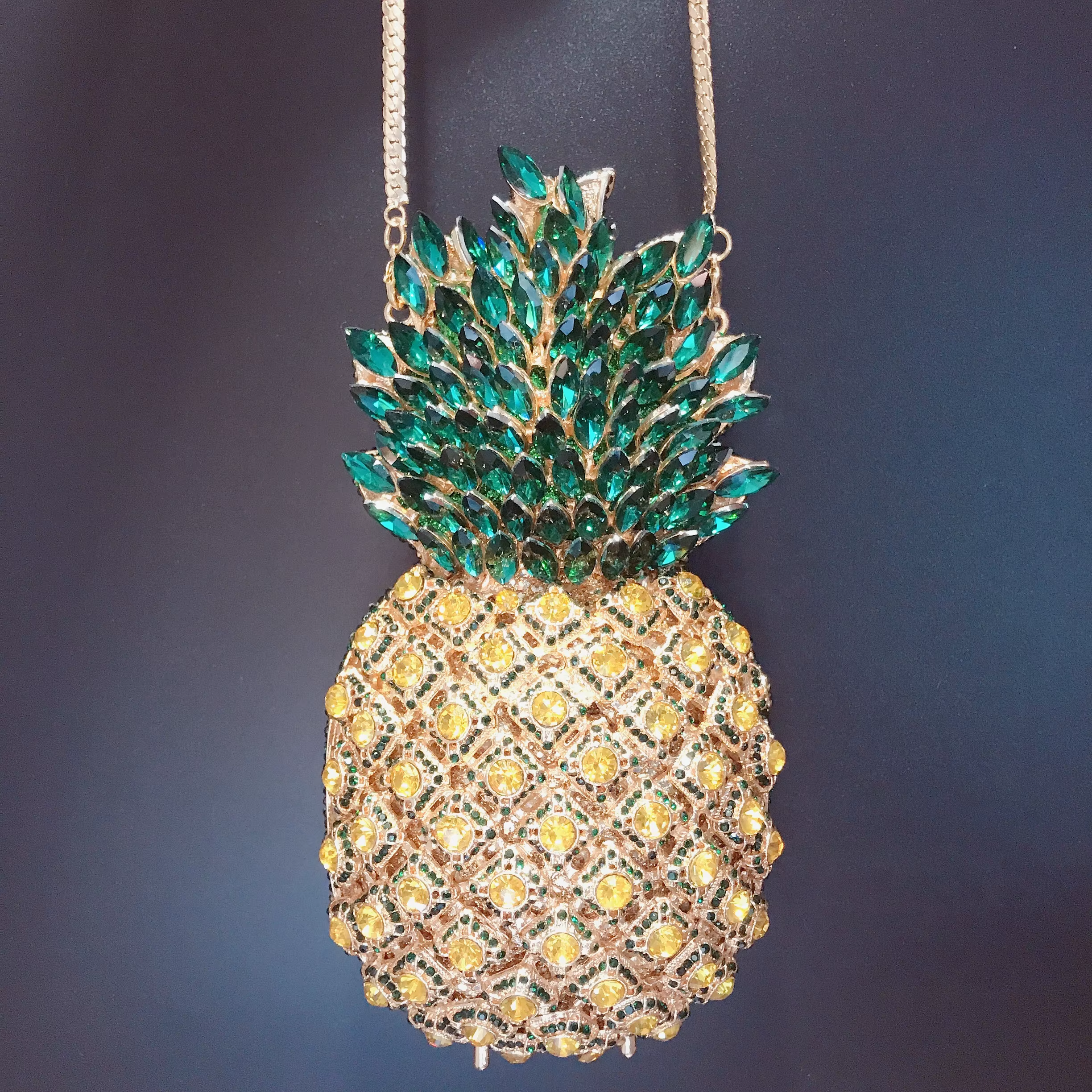 Pineapple dinner party banquet rhinestone full diamond purses crystal women clutch bags diamond clutch bag diamond bag