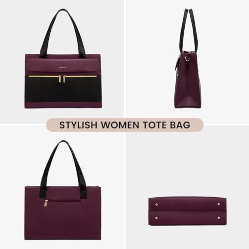 LOVEVOOK Laptop Bag for Women 15.6 Inch Tote Work Professional Leather Computer Briefcase Waterproof Handbag Shoulder Large Capacity Business Teacher Office Crossbody Purse