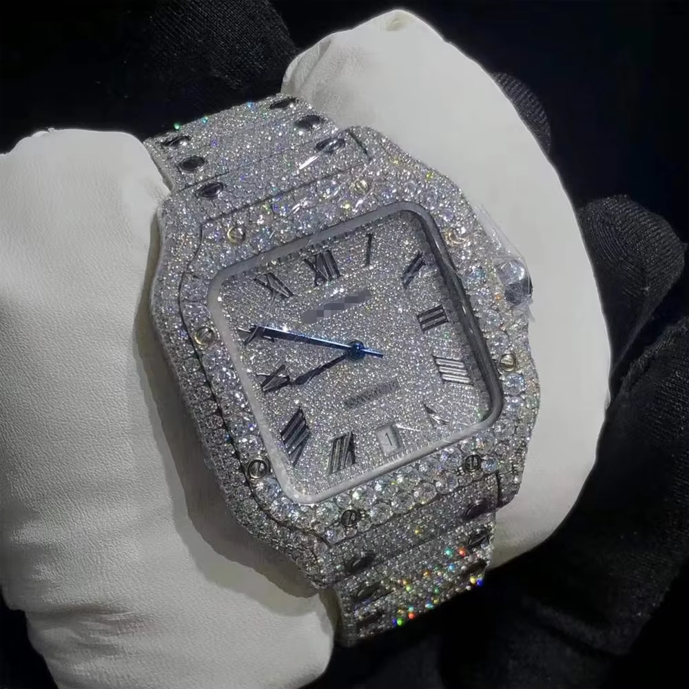 Custom Mens Women Watches Iced Out Luxury Fashion Bling Dial Bezel Band VVS Moissanite Watch