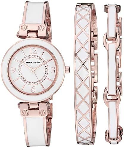 Anne Klein Women's Accented Bangle Watch and Bracelet Set, AK/3296