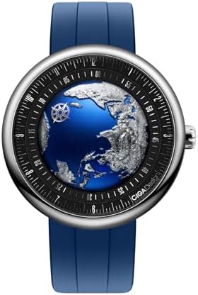 CIGA Design Mechanical Automatic Watch Blue Planet II Luminous Edition U Series Stainless Steel Case Sapphire Crystal for Men and Women with Fluororubber Strap