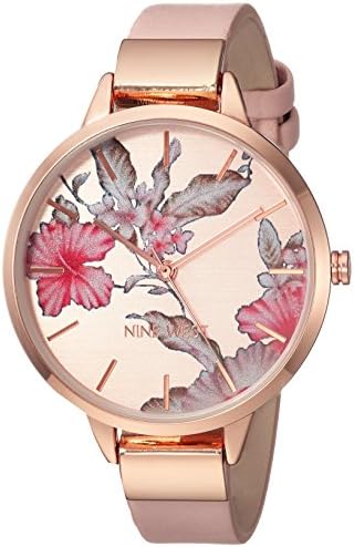 Nine West Women's Floral Dial Smooth Strap Watch