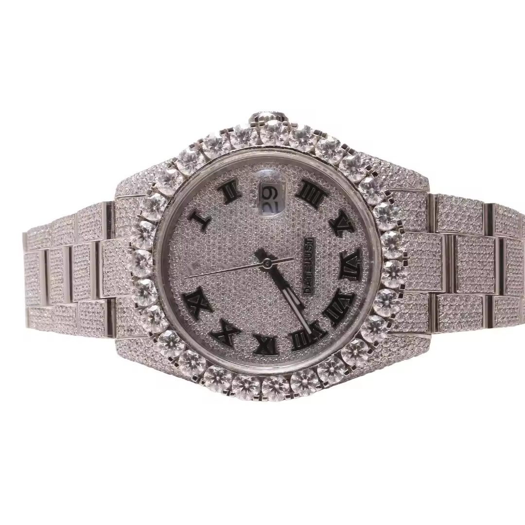 hip hop diamond watch round cut all size customize natural handmade diamond watch for mens diamond watch