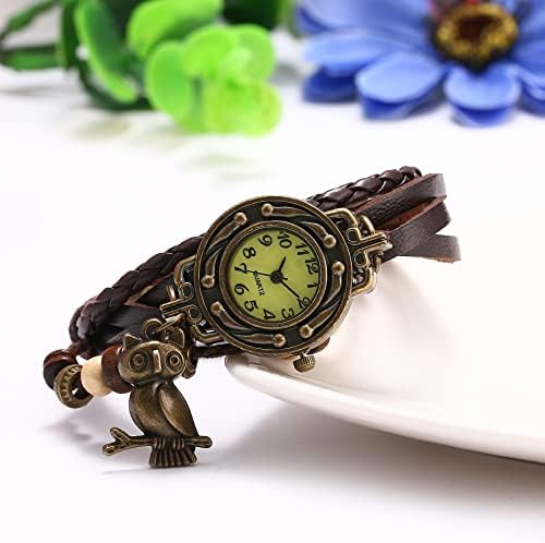 JewelryWe Women Quartz Bracelet Watch Fashion Weave Wrap Around Leather Wrist Watch Classic Bracelet Watch for Summer Beach for Christmas