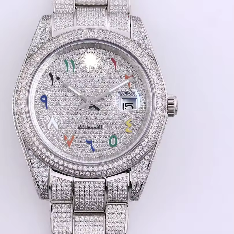 Light Jewelry High Quality Fashion Gold Plated Wrist Luxury Mens Diamond Iced Out Custom Logo Quartz diamond Watch For Men