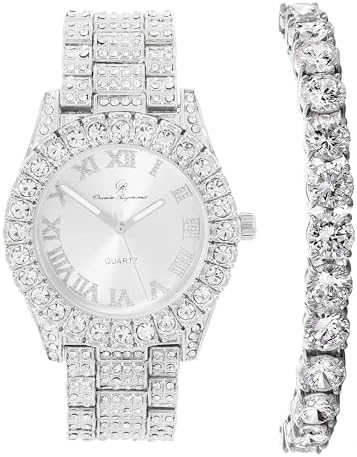 Charles Raymond Women's Big Rocks Bezel Colored Dial with Roman Numerals Fully Iced Out Watch - ST10327LA