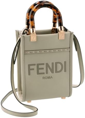 FENDI Sunshine Shopper Small Handbag Crossbody Bag in Green Tea New