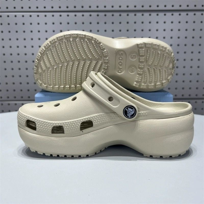 Croc Classic Platform Clog Bone color Women's Beach Shoes Platform Heightening Shoes Health Slippers