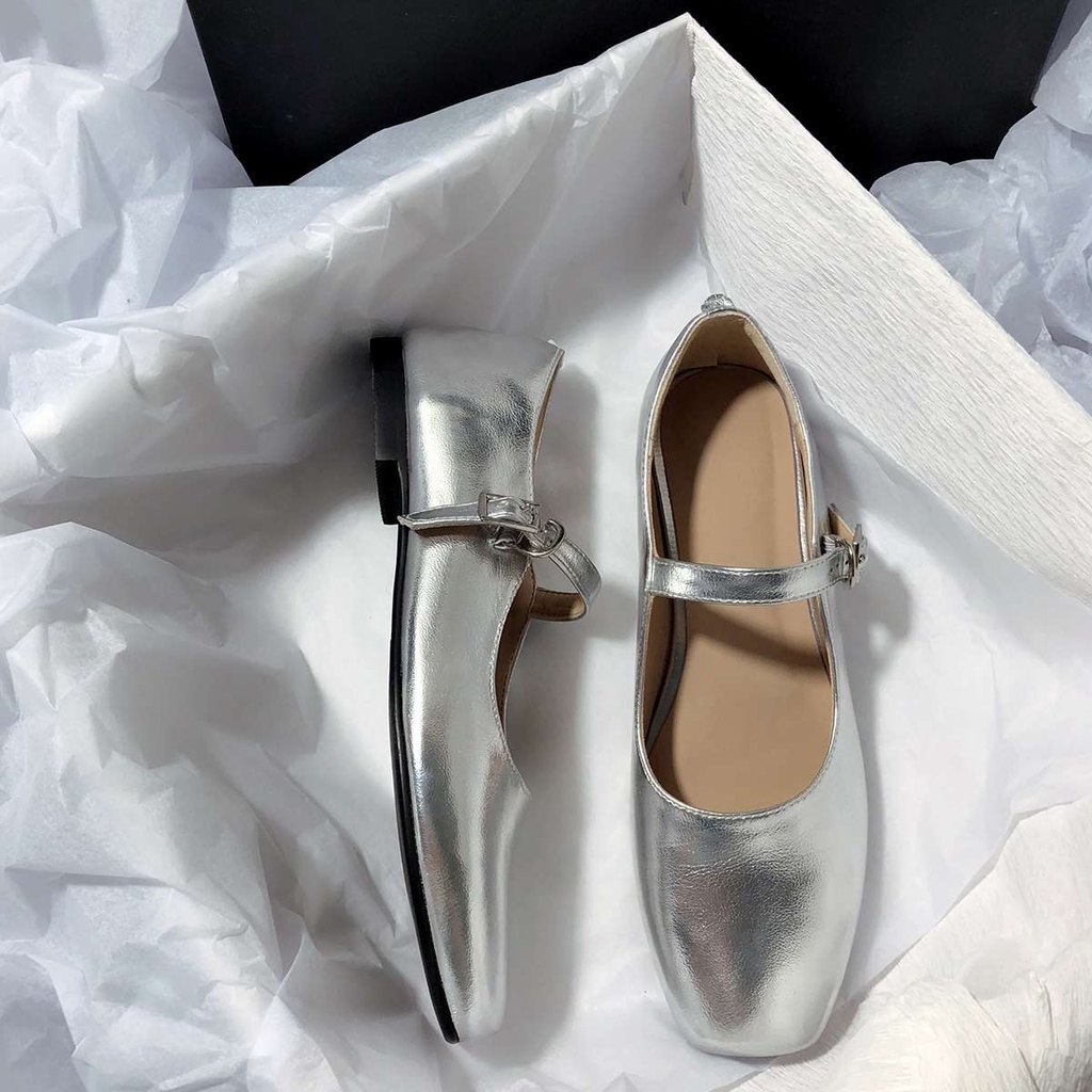 2023 Flat Mary Jane Shoes Literary Vintage Square Toe Simple Versatile Casual Korean Version Single Women