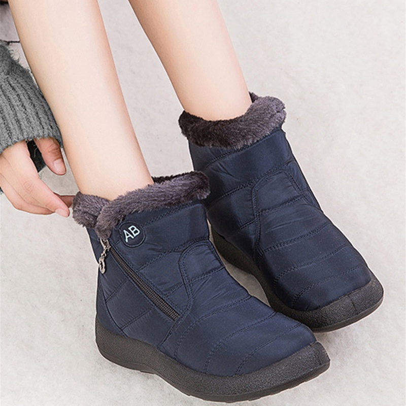 Ladies Winter Boots with fur Waterproof Snow Shoes for Women Lightweight Ankle Fashion Warm Non Slip Boot