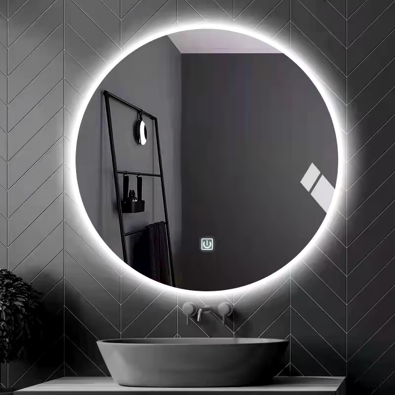 Home Furniture Round Wall Mirror Touch Backlit Smart Lighted Led Bathroom Mirror