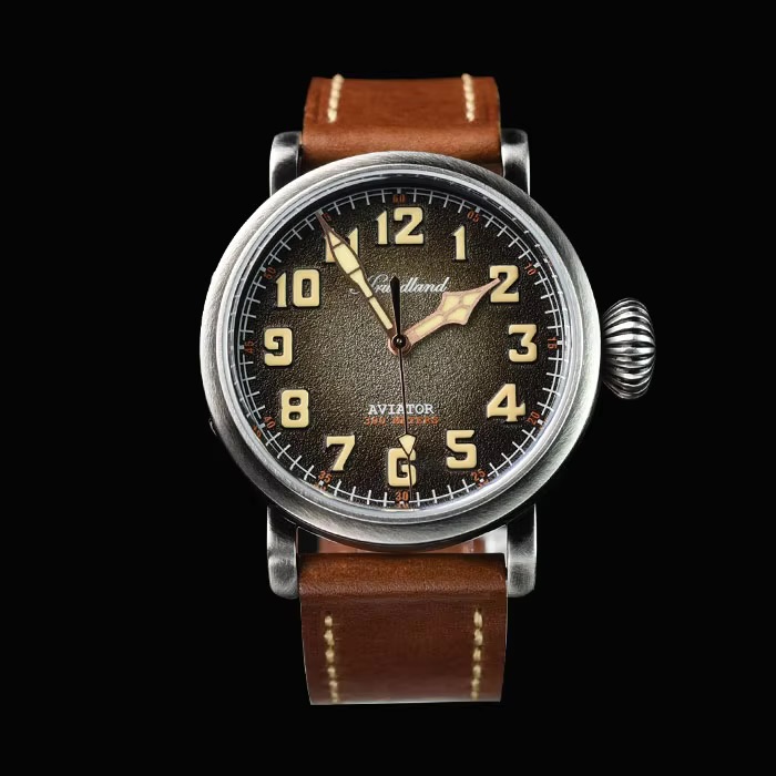 Classic Pilot Watch 39mm Military Minimalist Style Custom Dial Calendar Luminous 10 ATM Men's Automatic Mechanical Watch