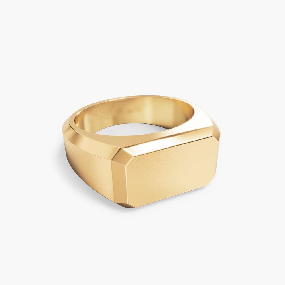Firstmadam Pure 18K Gold Custom Signet Rings for Women Men